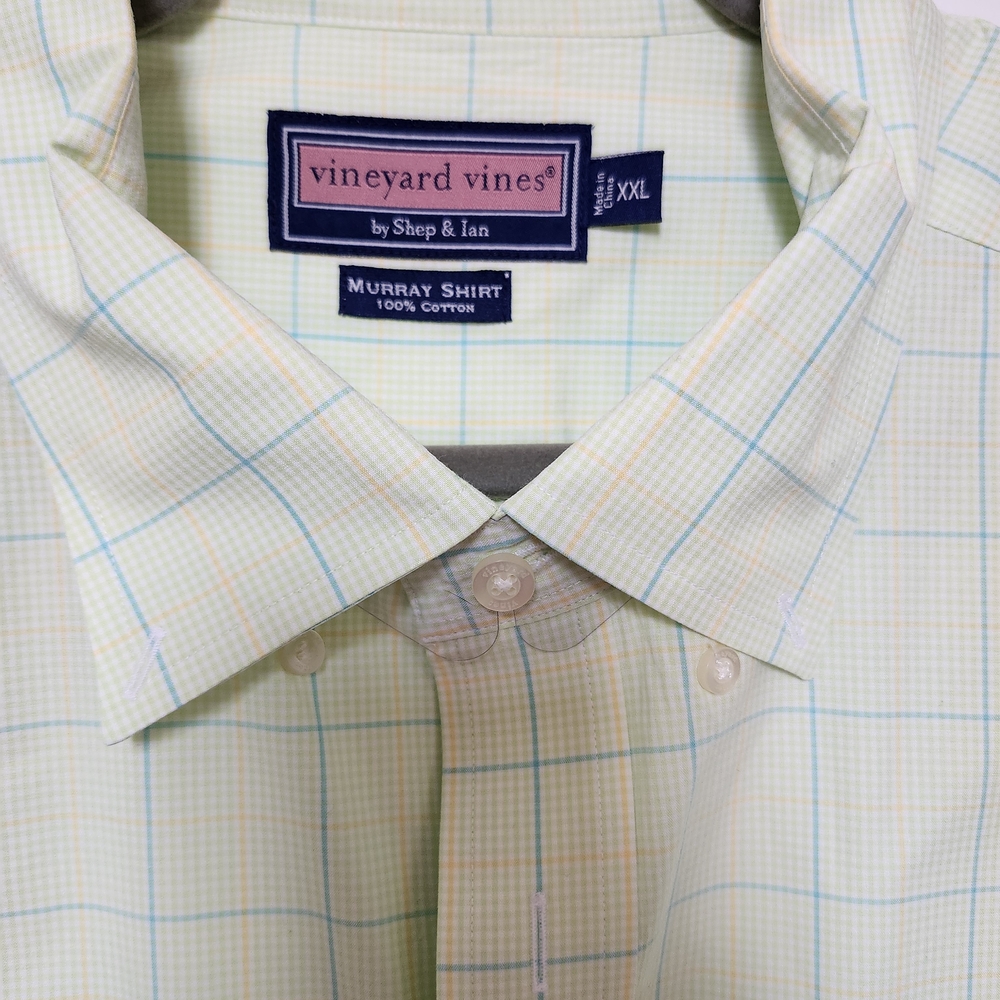 Vineyard Vines Men's Light Yellow Plaid Shirt